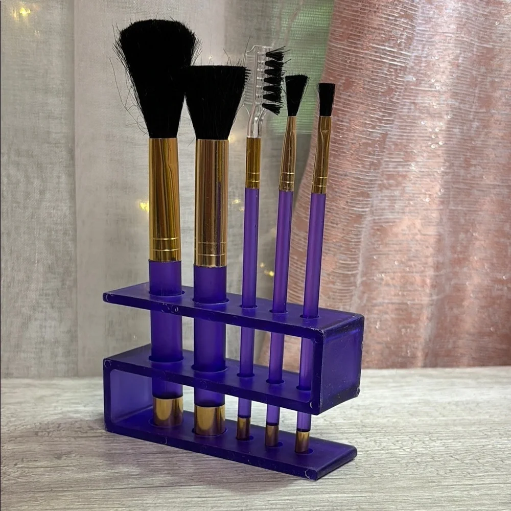 Purple Makeup Brush Set with Holder